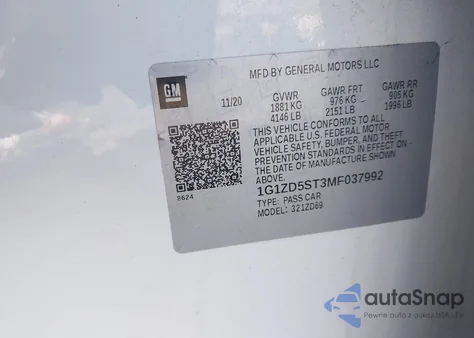 2021 Chevrolet Malibu Fwd Lt из США, поврежденный, VIN 1G1ZD5ST3MF037992